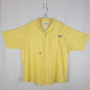 Columbia PFG Tamiami II Fishing Shirt Mens 3X Yellow Short Sleeve UPF 40 Ripstop